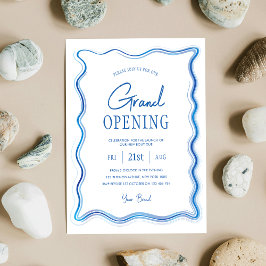 Elegantes Groß-Opening mit Blue & White Hand-Logo Einladung