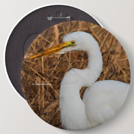 Elegantes Grosses Egret in den Reds Button (Vorne & Hinten)