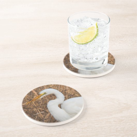 Elegantes Grosses Egret in den Reds Getränkeuntersetzer (Seite)