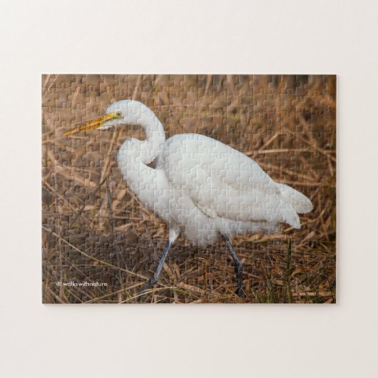 Elegantes Grosses Egret in den Reds Puzzle (Horizontal)