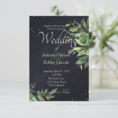 Elegantes Grün auf schwarzer Hochzeitsreise Einladung (Stehend Vorderseite)