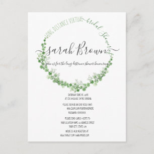 ELEGANTES GRÜN & BEIGE BLATTWERK BRIDAL SHOWER POSTKARTE