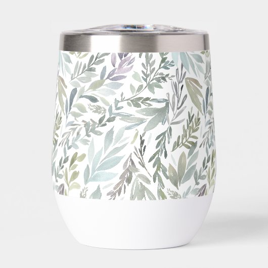 Elegantes Grün-Blau-Botanik-Wasserfarbenmotiv (Vorderseite)