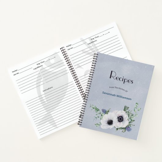 Elegantes Grün Blau Botanisches Rezept Notizblock (Innenseite)