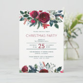 Elegantes, grün blühendes Weihnachtsfest Party Einladung (Stehend Vorderseite)