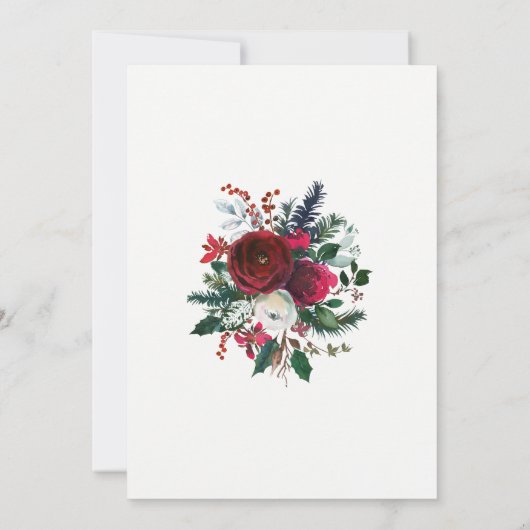 Elegantes, grün blühendes Weihnachtsfest Party Einladung (Rückseite)