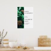 Elegantes Grün-Blütenglückszeichen Poster (Küche)