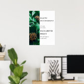 Elegantes Grün-Blütenglückszeichen Poster (Heimbüro)