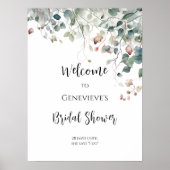 Elegantes Grün Brautparty Begrüßungszeichen Poster (Vorne)