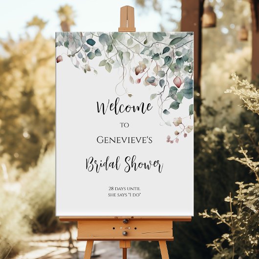 Elegantes Grün Brautparty Begrüßungszeichen Poster
