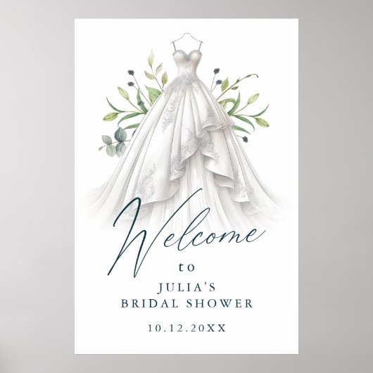 Elegantes Grün Brautparty Willkommen Poster (Vorne)
