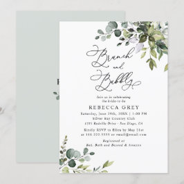 Elegantes Grün Brunch & Bläschendusche Einladung