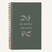 Elegantes Grün & Creme Botanisches Personalisiert Notizblock (Vorderseite)