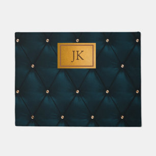 Elegantes Grün, Diamanten, Monogramm Fußmatte