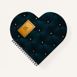 Elegantes Grün, Diamanten, Monogramm Notizblock