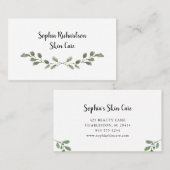 Elegantes Grün| einfaches Watercolor-Blätter Visitenkarte (Vorne/Hinten)