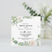 Elegantes Grün Eukalyptus Square Brautparty Einladung (Stehend Vorderseite)