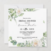 Elegantes Grün Eukalyptus Square Brautparty Einladung (Vorderseite)