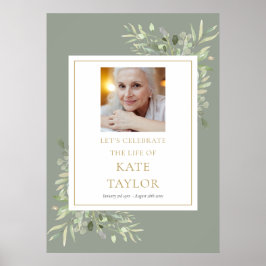 Elegantes Grün Foto Feier des Lebens Zeichen Poster