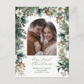 Elegantes Grün Foto Feiertagspostkarte (Vorderseite)