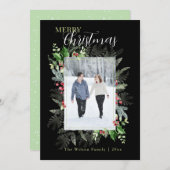 Elegantes Grün Foto Frohe Weihnachten (Vorne/Hinten)