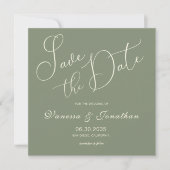 Elegantes Grün Foto Hochzeit speichern Sie das Dat Save The Date (Vorderseite)