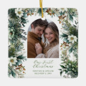 Elegantes Grün Foto Keramikornament (Vorderseite)