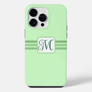 Elegantes grün gestreiftes Initial iPhone 14 Pro Max Hülle