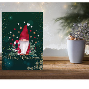 Elegantes Grün, Gnom, Kiefernzweige Weihnachten
