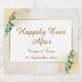 Elegantes Grün & Gold Foto Hochzeit Schaumweinetikett (Einzelnes Label)