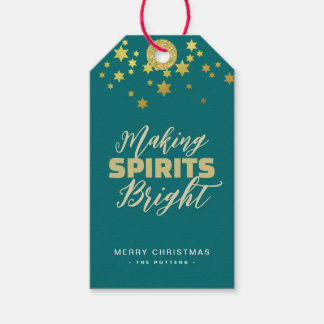 Elegantes Grün & Gold Weihnachten Geschenkanhänger