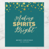 Elegantes Grün & Gold Weihnachten Weinetikett (Einzelnes Label)