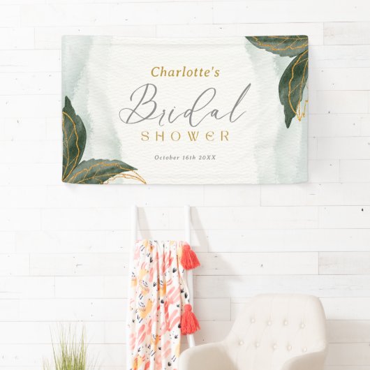 Elegantes Grün Goldenes Brautparty Banner (Insitu)