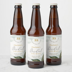 Elegantes Grün Goldenes Brautparty Bierflaschenetikett