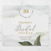 Elegantes Grün Goldenes Brautparty Bierflaschenetikett (Einzelnes Label)