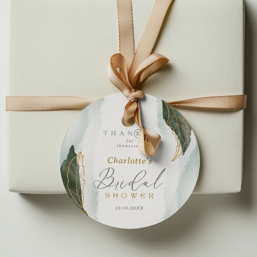 Elegantes Grün Goldenes Brautparty Geschenkanhänger