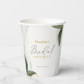 Elegantes Grün Goldenes Brautparty Pappbecher (Rückseite)