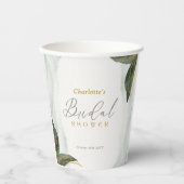 Elegantes Grün Goldenes Brautparty Pappbecher (Vorderseite)