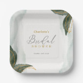 Elegantes Grün Goldenes Brautparty Pappteller (Vorderseite)