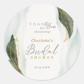 Elegantes Grün Goldenes Brautparty Runder Aufkleber (Vorderseite)