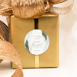 Elegantes Grün Goldenes Brautparty Runder Aufkleber