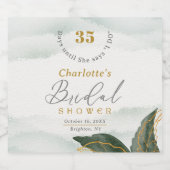 Elegantes Grün Goldenes Brautparty Schaumweinetikett (Einzelnes Label)