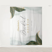 Elegantes Grün Goldenes Brautparty Wandteppich (Vorderseite)