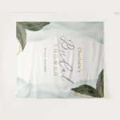 Elegantes Grün Goldenes Brautparty Wandteppich (Vorderseite (Horizontal))