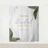 Elegantes Grün Goldenes Brautparty Wandteppich (Vorderseite)