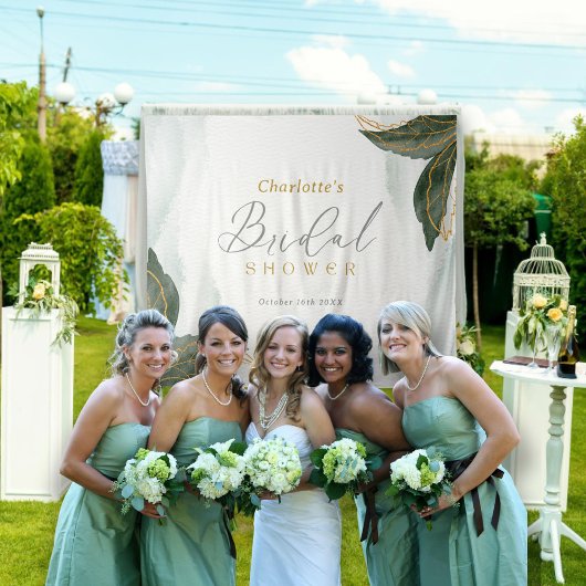 Elegantes Grün Goldenes Brautparty Wandteppich