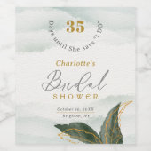 Elegantes Grün Goldenes Brautparty Weinetikett (Einzelnes Label)