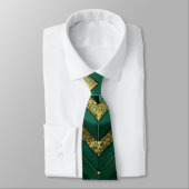 Elegantes grün-goldenes Chevron-Muster Krawatte (Gebunden)