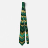 Elegantes grün-goldenes Chevron-Muster Krawatte (Vorderseite)