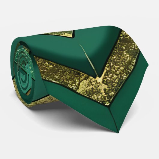 Elegantes grün-goldenes Chevron-Muster Krawatte (Gerollt)